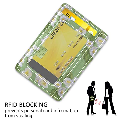 susiyo Jasmine Flowers on Green Slim Minimalist Wallet Front Pocket Wallets PU Leather Rfid Blocking Card Wallets for Men Women3