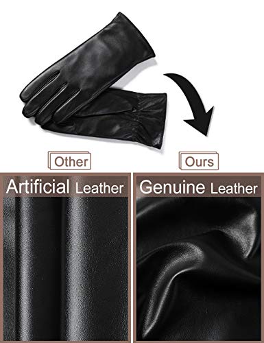 Super-soft Leather Winter Gloves for Women Full-Hand Touchscreen Warm Cashmere Lined Perfect Appearance Little small - Thumbnail 6
