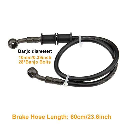 Mtsooning Motorcycle Brake Hydraulic Line, 60Cm/23.6Inch Braided Clutch Oil Pipe, Stainless Brake Hose Replacement For Atv Motorbike Pit Dirt Bike #TOP1