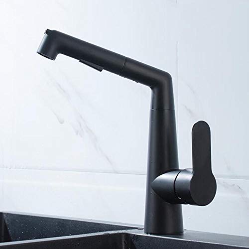 Image of Kitchen Faucets with Pull Down Sprayer Black rotatable hot and cold 2 mode with shower single hole suitable for kitchen sink-Black-B