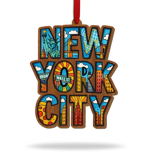 New York City Ornament, 2026 New York City Ornaments Keepsake, Ornament for Car Hanging Decorations, Home Decor, 3D Wooden Acrylic Cut, Souvenir Gift for Men Women Family Friends