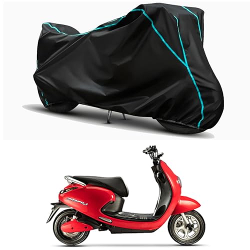 Image of Waterproof Bike Body Cover Compatible for | Evolet Pony | Taffeta Fabric, Sky Piping Design, Bottom Elastic Fit | Dustproof, Sun UV & Rain Protection for All Weather.