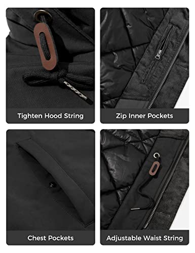 Image of WenVen Men's Winter Warm Thickened Waterproof Parka Jacket Fur Hooded Coat