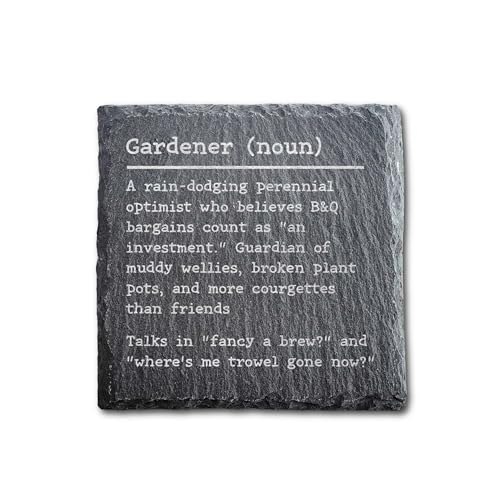 Gardener Definition Slate Coaster – Funny Gardening Coaster | Garden Gifts for Plant Lovers | Unique Gardening Gift for Gardeners | Birthday Gift for Garden Enthusiasts