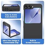 Ruky for Z Flip 6 Case, Full Body Cover Hard PC Ultra-Thin Anti-Scratches Shockproof, Support Wireless Charging Protective Phone Case for Samsung Galaxy Z Flip 6, Black - Image 3