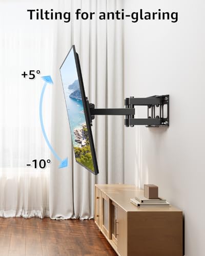 Image of EconoMe TV Wall Mount for Most 32-65 inch Flat Screen /LED /4K TVs, TV Mount with Swivel and Tilt Articulating Dual Arms, Full Motion Wall Mount up to 16 inch Stud, Max VESA 400X400mm, up to 99lbs