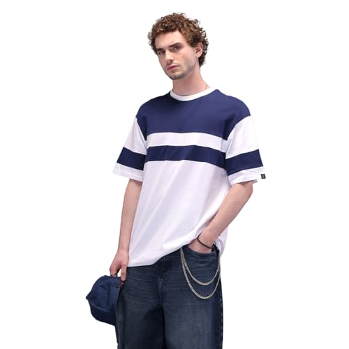 Image of WROGN Men's Cotton T-Shirt | Colorblock with Cut & Sew Panels | Oversized Fit
