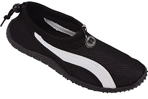 starbay Mens Striped Water Shoes (Black/White, Size 10)