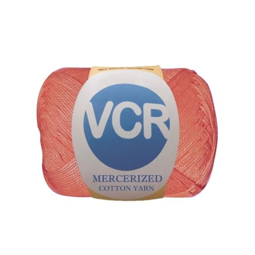Image of VCR 4 Ply Pink Peach 100% Mercerized Cotton Yarn, 60 Grams Hank, 190 Meters Length, Cotton Combed Ball, Smooth and Glossy Crochet Yarn for Crochet and Knitting, Pack of 1, Suitable for DIY Crafts