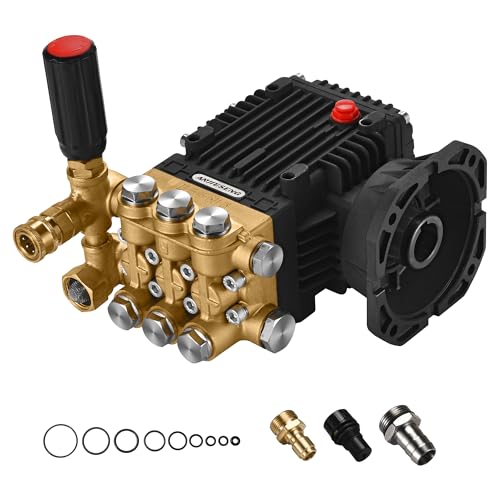 ANJIESENG 4200 PSI Pressure Washer Pump, 4.0 GPM, 28mm Shaft Triplex Plunger Pump, Direct-Drive Brass Head Replacement for 3-13.5 HP Motors – Horizontal Mount, SAE 15W-40 Oil Recommended by ANJIESENG - Used condition - US$141.13