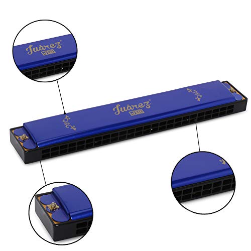 Image of JUAREZ Junior JJ24HL 24 Holes Harmonica Key of C Scale | Mouth Organ | Cover - Aluminium | Comb - Abs | Reed - Brass Blue
