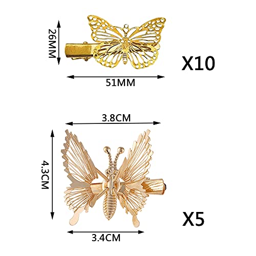 15 Pcs Butterfly Hairpins Metal Butterfly Hair Clips Cute Alloy Hair Clamps for Women Girls - Image 2