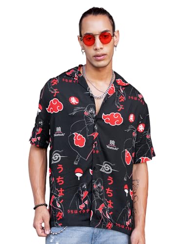 Image of Bewakoof Men's All Over Printed Oversized Fit Half Sleeve Resort Collar Rayon Shirt