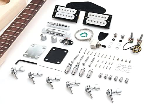 Rocktile 00038310 DIY Double Electric Guitar Construction Kit Do-It-Yourself, Basswood, Maple Screwed, Rosewood RR Style natural