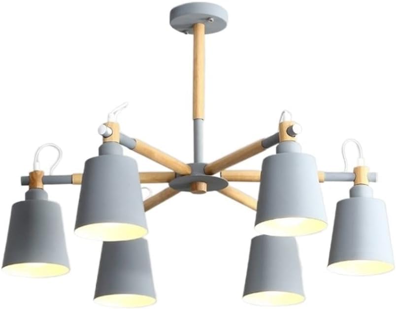 Lustre en rondins de salon chic en bois massif et métal pour plafond suspendu