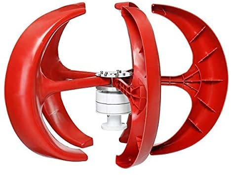 5000W Generador de turbinas de viento, Turbina de viento de 12V 24V Kit de motor de 5 palas Linterna Eje vertical para hogar Camping y barco Híbridos Farola Electromagnética (12V) Cover