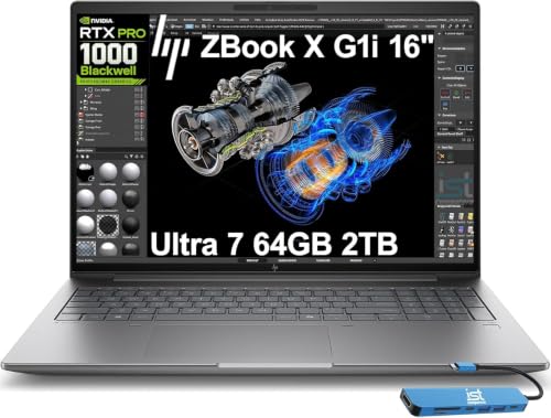 Image of HP ZBook X G1i AI Laptop, 16 inch FHD+, Intel Ultra 7 265H, 64GB DDR5, 2TB SSD | Next Gen ZBook Power, Mobile Workstation PC, NVIDIA RTX PRO 1000 Blackwell 8GB, FP, 3-Yr WRT, Wi-Fi 7, USB C HUB, Win 11 Pro