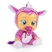 CRY BABIES Sasha le rhinocéros rose | Poupée interactive qui pleure de vraies Larmes avec tétine et pyjama - Poupon idéal pour enfants +18 Mois