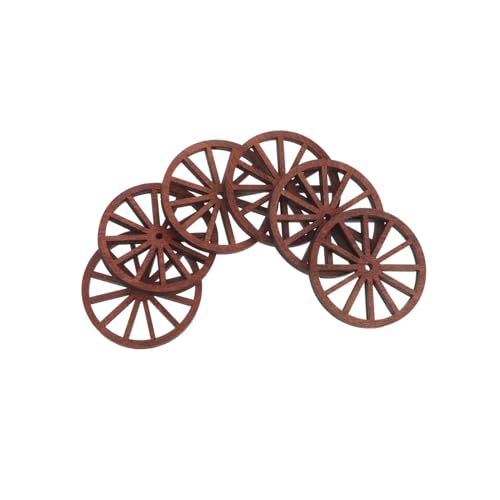 MAGICLULU 12 Stück Teiliges Holz Wagenrad Wanddekoration Retro Western Stil Natürliche Holzoptik Rustikale Vintage Hängende Deko für Wohnzimmer Bar Garage und rustikales