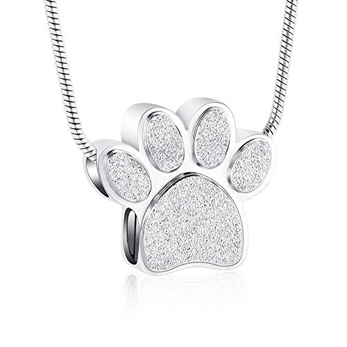 zeqingjw Pet Cremation Jewelry for Ashes Pendant Paw Print Pet Heart Urn Necklace Memorial Keepsake Jewelry for Pet/Dog's/Cat's Ashes