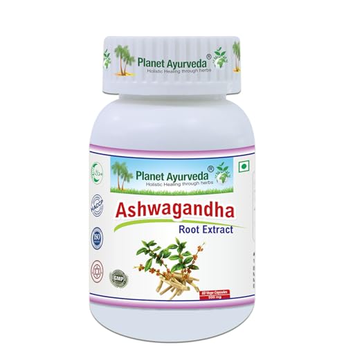Planet Ayurveda Ashwagandha Capsules | Stress Relief | Rejuvenates Mind & Body - 60 Capsules