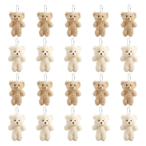 Porte-clés en peluche ours rose x20 pour décoration et loisirs créatifs