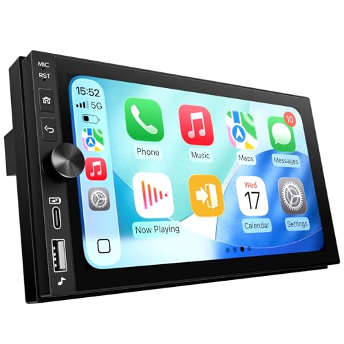 6.36" Single Din Radio Car Stereo with CarPlay and Android Auto,Universal Old Car Touchscreen Upgrade,with Bluetooth/Mirror Link/GPS USB/Type-C/FM/SWC/EQ,Support Backup Camera (6.36-inch)