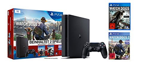 Preisvergleich Produktbild PlayStation 4 - Konsole (1TB, schwarz,slim) inkl. Watchdogs + Watchdogs2