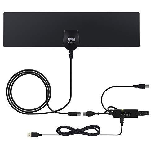 Antena TV Interior Antena de HDTV Digital Portátil - August DTA425 - Antena TV TDT Portátil para Interiores, con Amplificador de Señal, Soporte 4K/ 1080 HD/ DVB-T/ FM