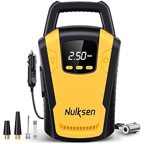 Nulksen Tire Inflator Portable Air Compressor, 120PSI DC 12V Air Pump for Car Tires, Fast Inflate Electric Tire Pump with Digital Pressure Gauge LED Light for Car Bike Motor Ball Cover