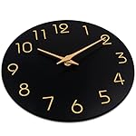 Mosewa Wall Clock 14 Inch Black Battery Operated Silent Non Ticking Simple Minimalist Rose Gold Numbers Decorative for Bedroom Living Room Kitchen Home Office - Image 4
