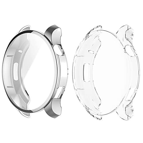 Kobmand Funda para Amazfit GTR 4,Funda Protectora de Marco de Pantalla para Amazfit GTR 4 (Transparente&Plata) Cover