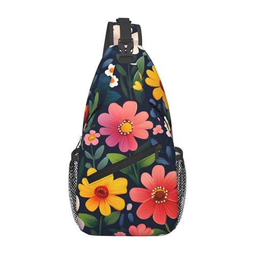 Mochila bandolera unisex con patrón floral colorido miniatura 1