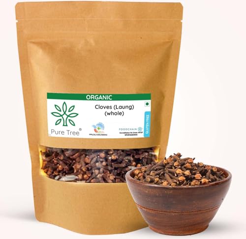 Image of Pure Tree Certified Organic Laung | 1.8 Kg / 1800 g | Organic Cloves Whole | Lavang Whole Spices | Aromatic & Flavorful Clove Seeds Khada Masala | Dried Cloves | lavangam