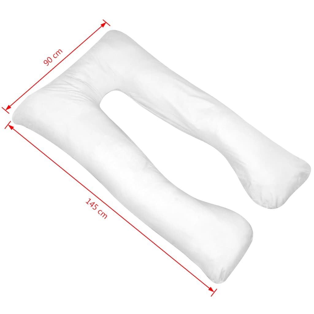Cojín de maternidad en forma de U, 90 x 145 cm, color blanco, con funda de microfibra, relleno de algodón PP, extraíble y lavable, ideal para apoyo de espalda y vientre