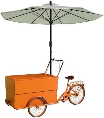 Customizable Rolling Food Vendor Cart with Parasol - Portable Wheeled Shopping Cart for Events, Malls & Streets - Spacious Design for Easy Mobility and Storage