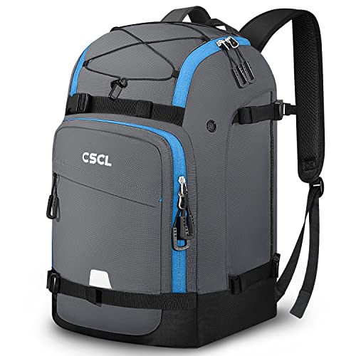 CSCL Ski Boot Bag Backpack, 50L Waterproof Snowboard Boot Bag, Large Capacity Skiing and Snowboarding Travel Luggage for Adults & Youth (Grey)