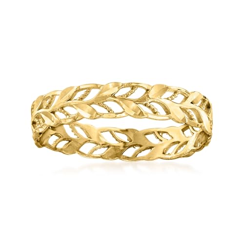 Ross-Simons Italian 14kt Yellow Gold Openwork Leaf Ring