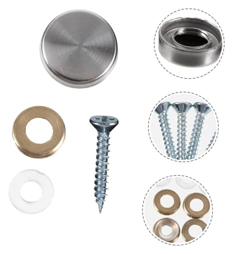 Clavos para espejos de acero inoxidable con tapa para fijación en pared, 48 piezas, color plateado miniatura 3