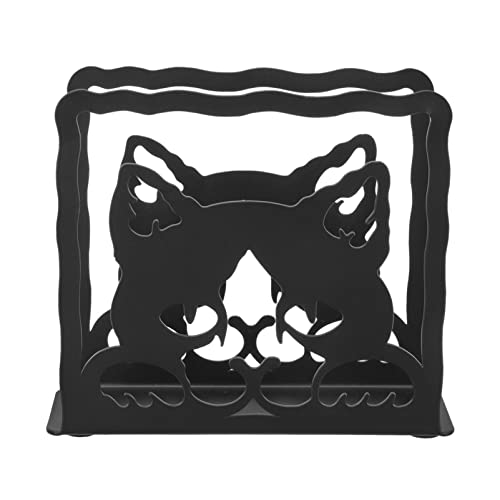DOITOOL Porte-serviettes en métal noir chat porte-serviettes en fer art bureau porte-lettre serviette en papier support multi-usages cuisine maison hôtel restaurant fête décoration de table
