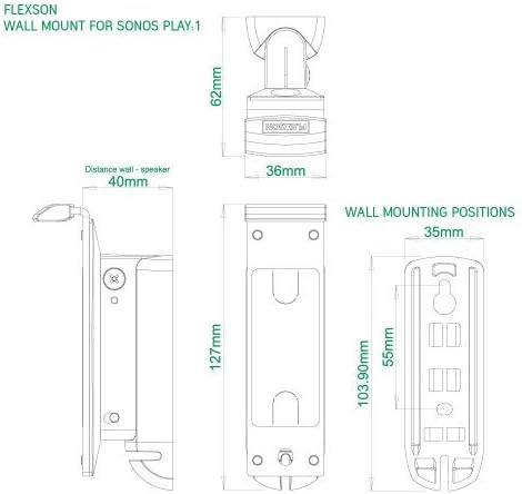 FLEXSON AAV-FLXP1WB1011 Wall Bracket for Play:1 SONOS Speakers, Single, White