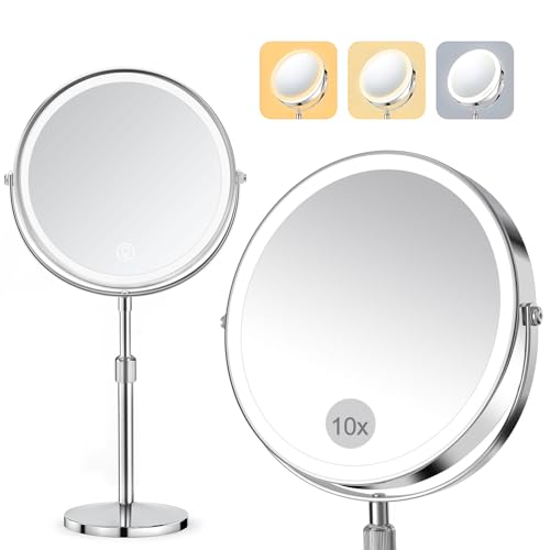 SURFOU 8-Zoll Kosmetikspiegel mit Beleuchtung, 10X/1X...