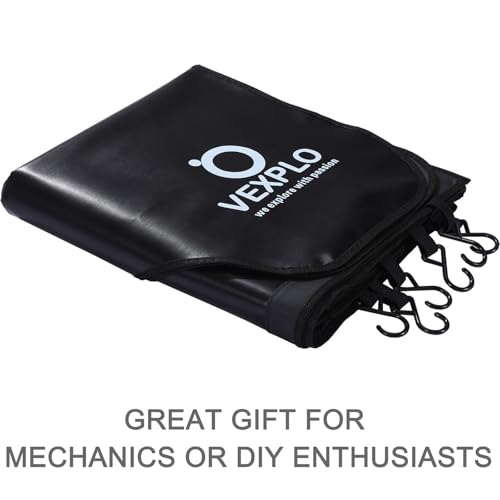 VEXPLO® Kotflügelschoner Matratze für Mechaniker, 3-teilige magnetische Auto kotflügel Schutz mit 15 Haken & 7 Magneten, Große Größe und Universelle Passform für Limousinen oder SUVs（160 X 65 cm