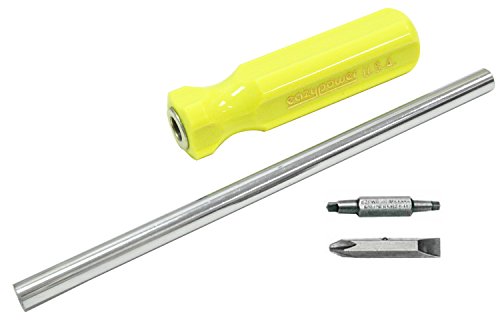 Image of Eazypower 87781 12-Pack Yellow 11-inch 4-in-1 Molded Handle Screwdriver R1 /R2 Square Recess; #2 /8-10 Phillips /Slotted with 1 /4-inch Hex