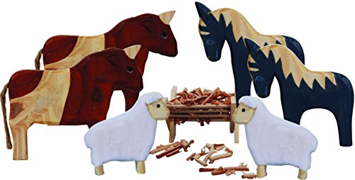 ORGINAL Winzling BIEGEPUPPEN Tiere Holz Ergänzungs Weihnachtskrippe 7er SET