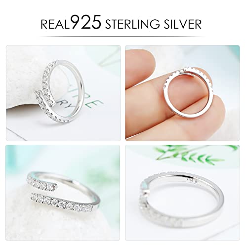 Moissanite Wedding Band Adjustable Open Twist for Women，D Color VVS1 Round Cut Diamond Eternity Ring S925 Sterling Silver with 18K White Gold Plated Stackable Gemstone Jewelry4
