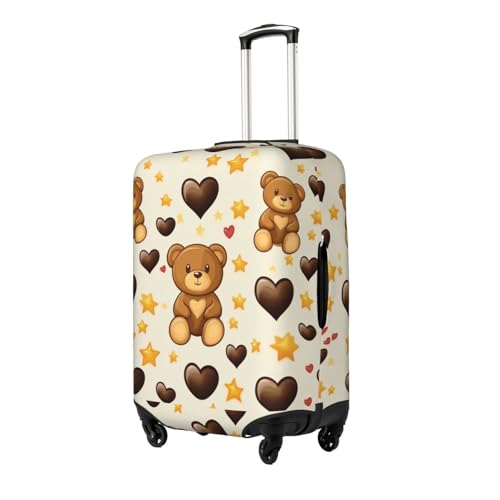 Brown Teddy Bear Hearts Stars Luggage Cover Suitcase Cover Protector Travel Suitcase Cover2
