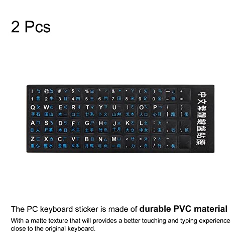 Sticker para teclado chino inglés PATIKIL 2 piezas negro con letras azules miniatura 3