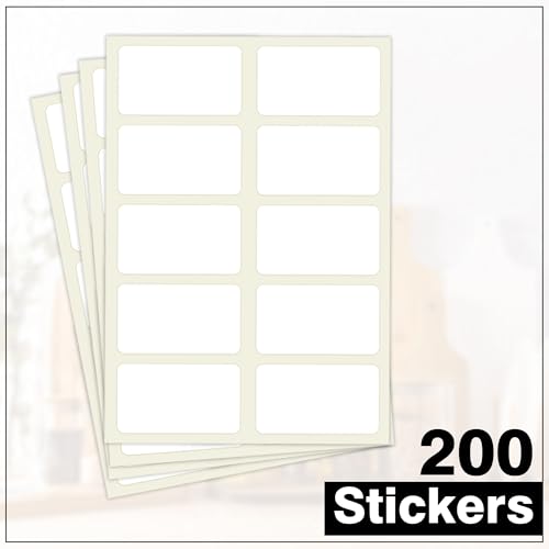 Image of 200 Piece Waterproof Vinyl White Pantry Labels Stickers for Mason Jar Glass & Plastic Bottles