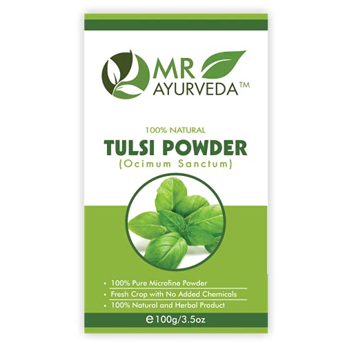 Image of MR Ayurveda Hibiscus Powder and Tulsi Powder for Hair Pack & Skin Care - Combo Pack (100 Grams Each)